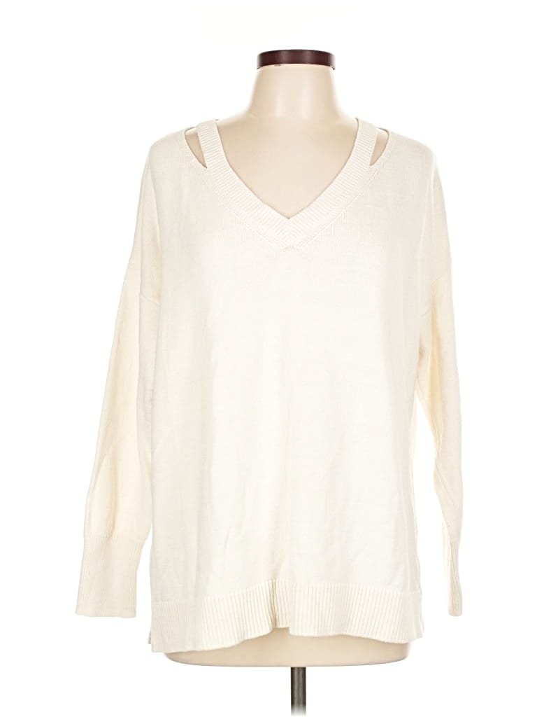 Pre-owned Ann Taylor Loft Pullover Sweater In White