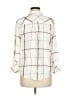 Chico's 100% Rayon Plaid Ivory Long Sleeve Button-Down Shirt Size Med Petite (1) - photo 2