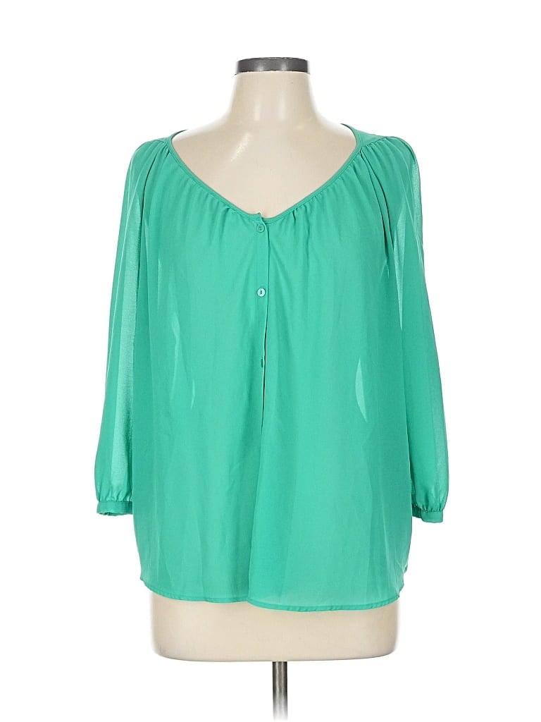 H&M Pre-owned 3/4 Sleeve Blouse In Green