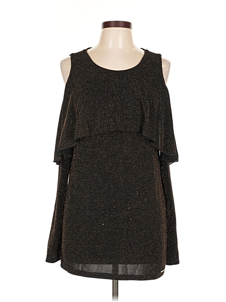 Click to view more detailed imagery on our partner's website Pre-owned Michael Michael Kors Sleeveless Top Brown Cold Shoulder Neckline Tops