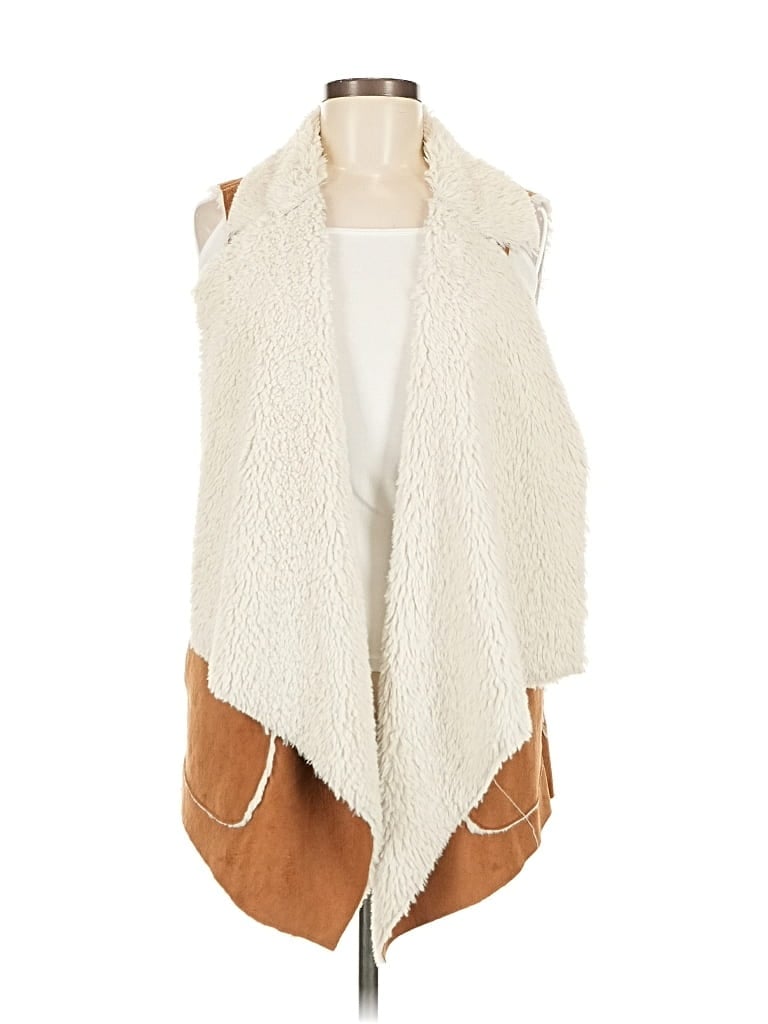 Pre-owned Knox Rose Faux Fur Vest In White