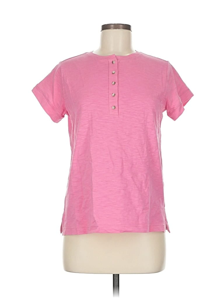 Pre-owned Assorted Brands Short Sleeve Henley Shirt In Pink