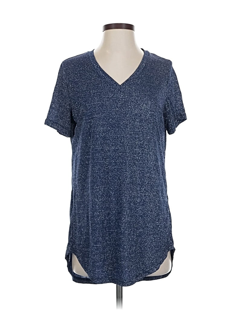 Pre-owned Amaryllis Short Sleeve Top Blue V Neck Tops