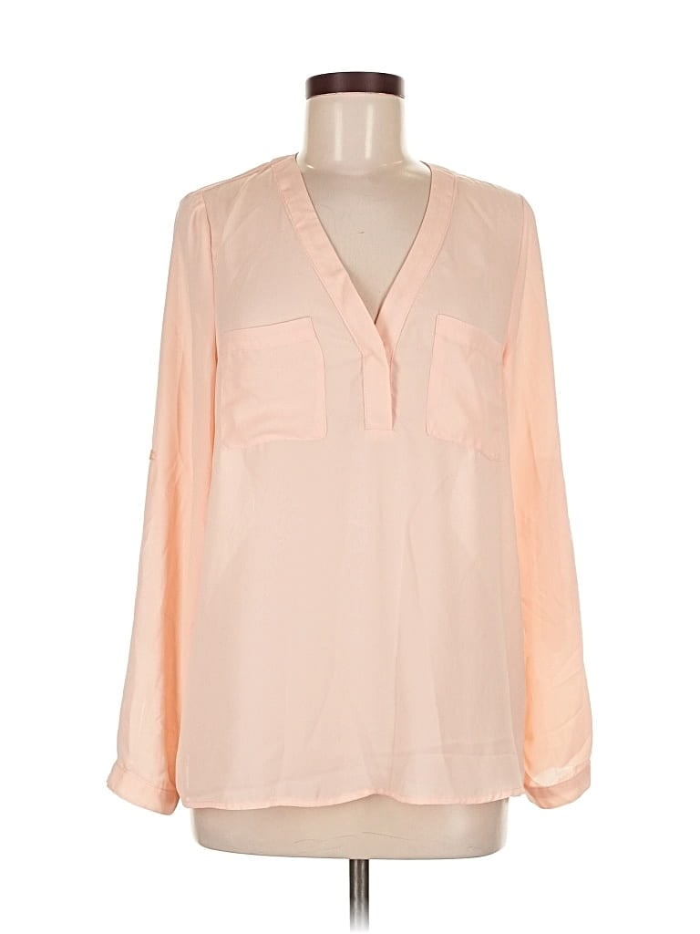 Pre-owned Just Fab Long Sleeve Blouse In Pink