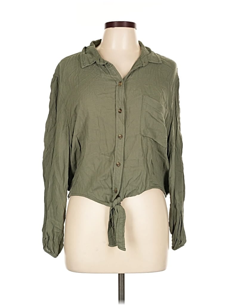Pre-owned American Eagle Outfitters Long Sleeve Blouse In Green