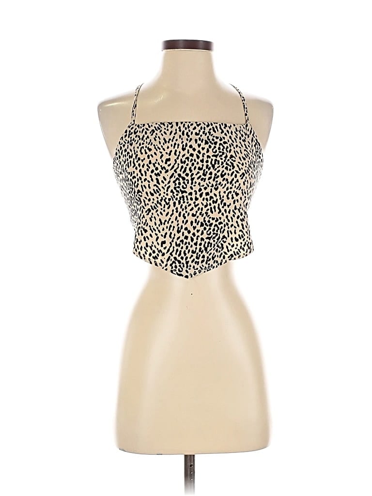 Pre-owned Unbranded Tank Top Ivory Halter Neckline Tops In White