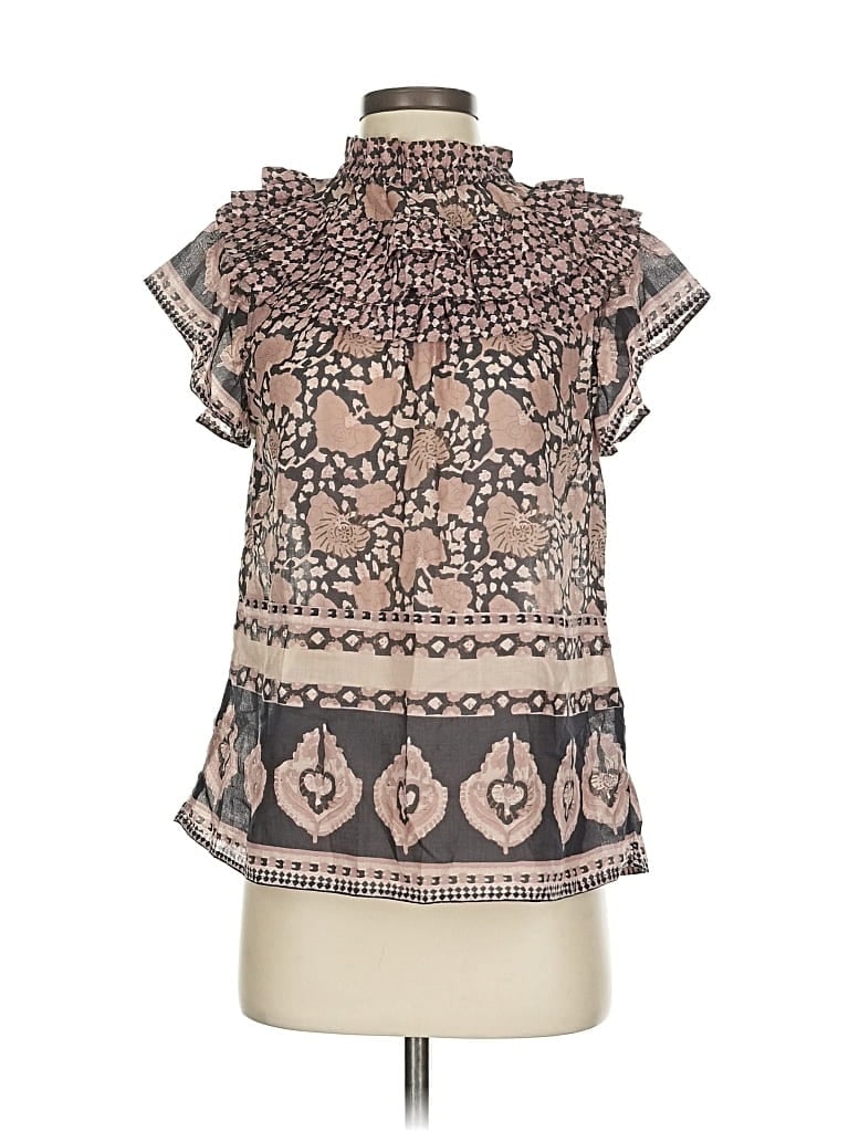 Pre-owned Sea New York Short Sleeve Blouse In Brown