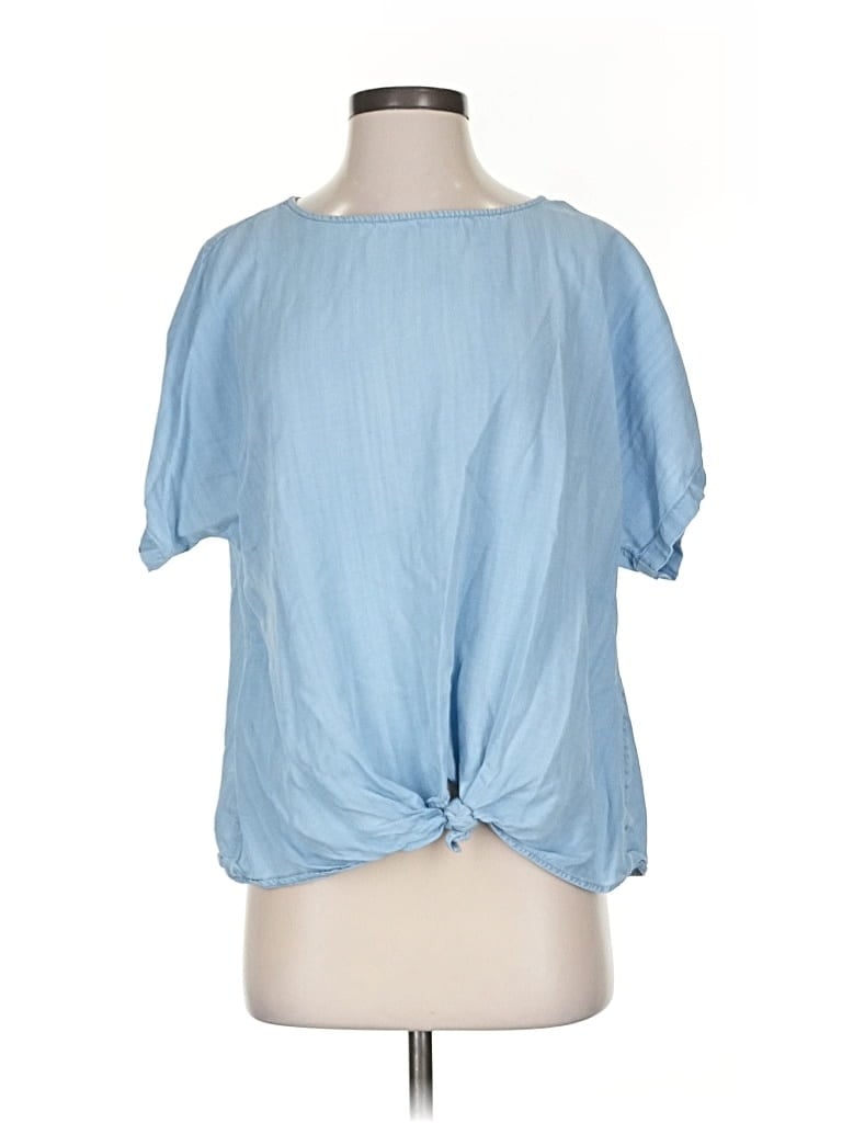 Pre-owned Ann Taylor Loft Outlet Short Sleeve Blouse In Blue