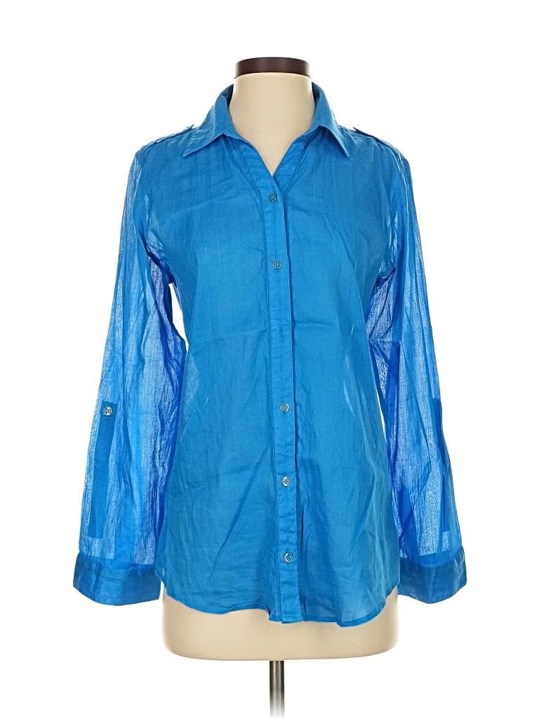 Pre-owned Chico's Long Sleeve Blouse In Blue