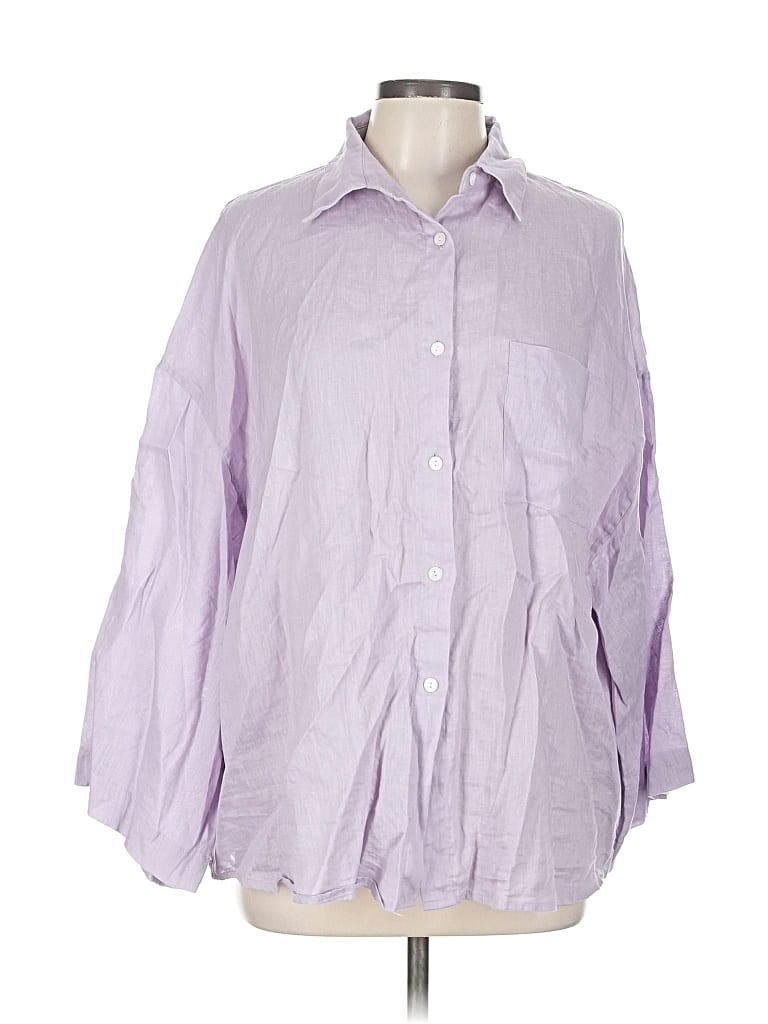 Pre-owned Berlook 3/4 Sleeve Button Down Shirt In Purple