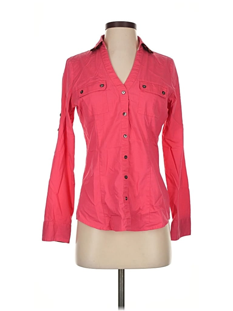 EXPRESS Pre-owned Long Sleeve Button Down Shirt In Pink