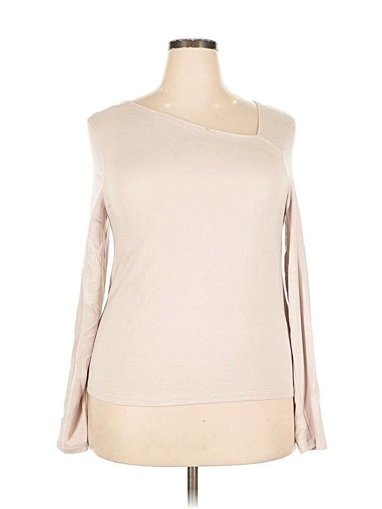 Pre-owned The Drop Long Sleeve Top Tan One Shoulder Neckline Tops In Brown