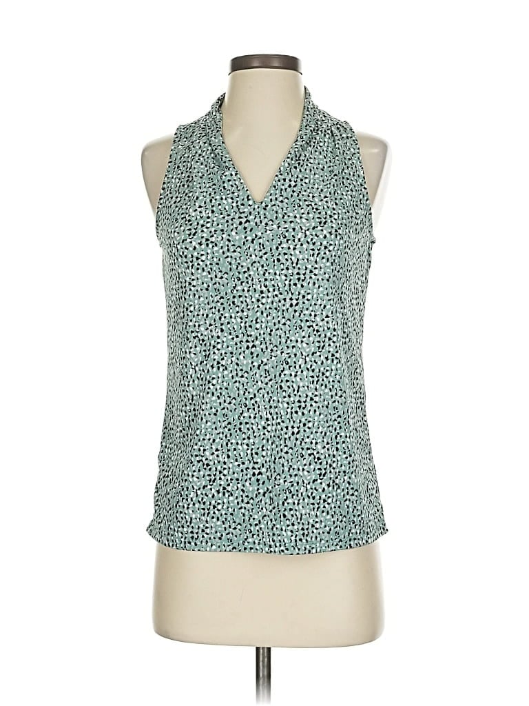 Pre-owned Ann Taylor Factory Sleeveless Blouse In Blue