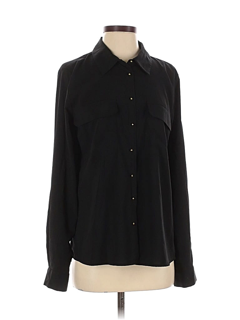 Pre-owned Calvin Klein Long Sleeve Blouse In Black