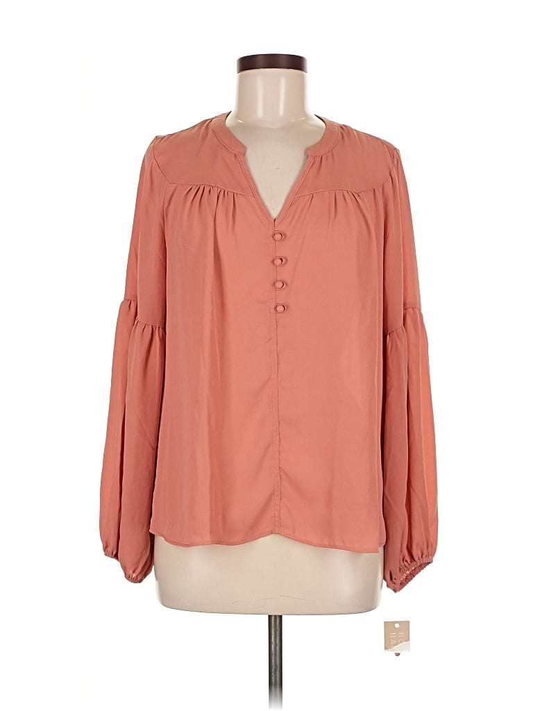 Pre-owned Hope & Harlow Long Sleeve Blouse In Orange