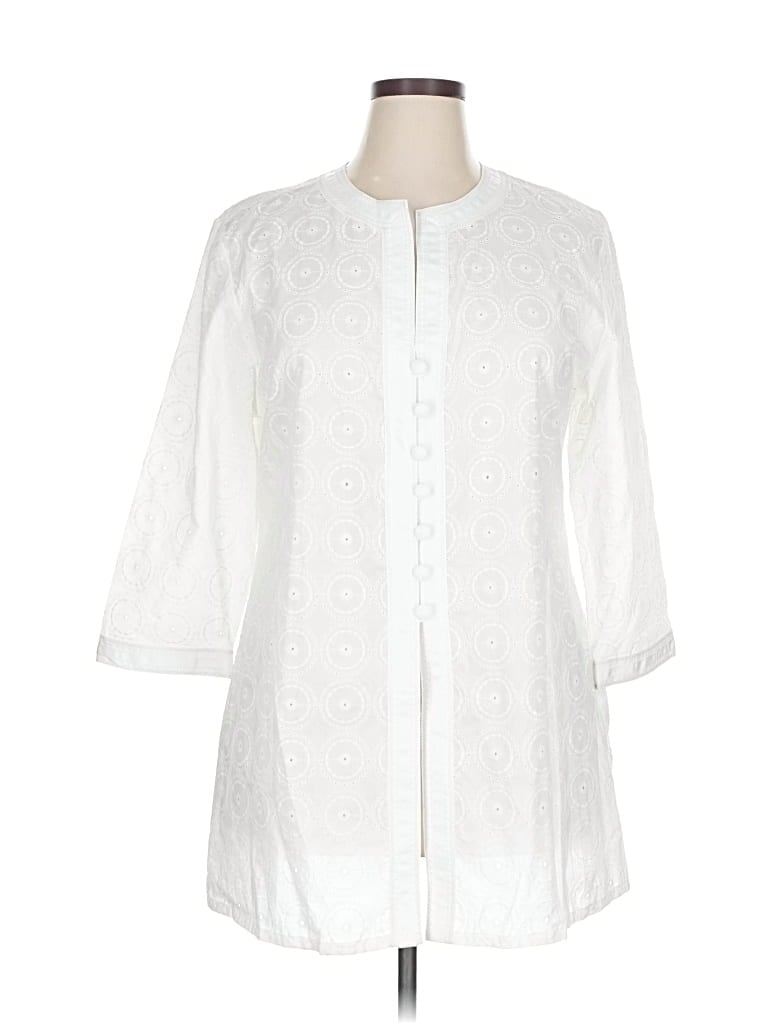 Pre-owned Chico's 3/4 Sleeve Blouse In White