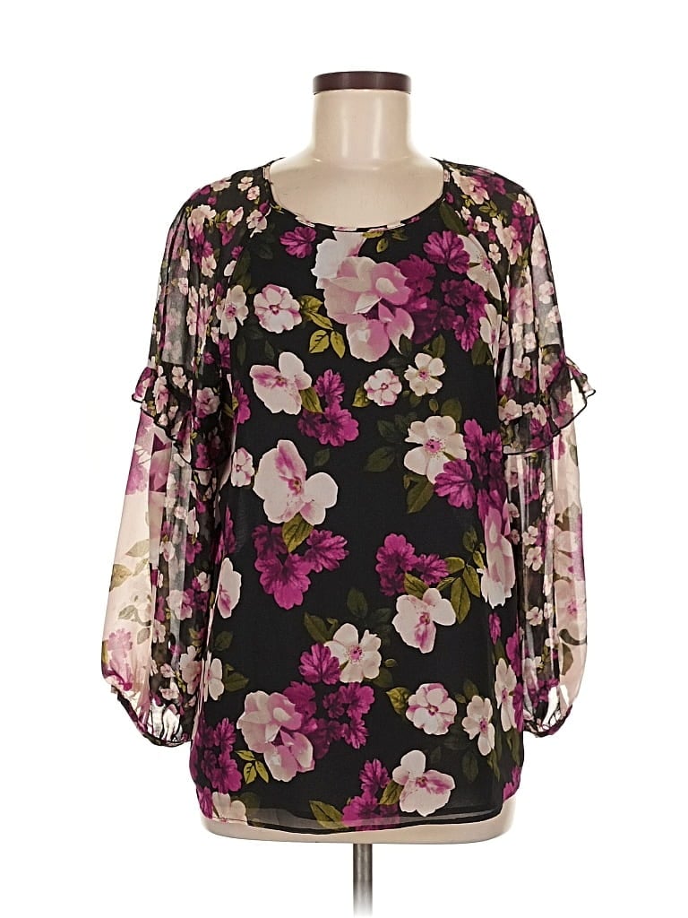 Pre-owned Calvin Klein 3/4 Sleeve Blouse In Black