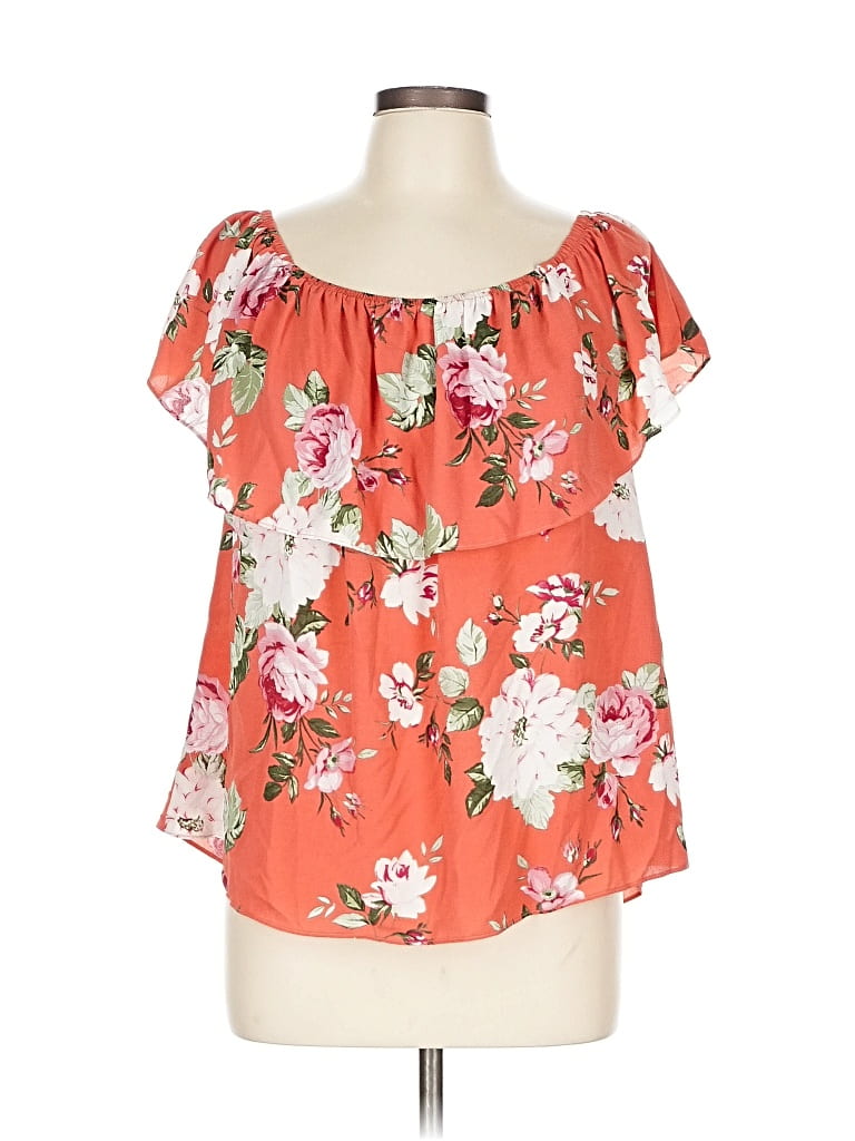BOBEAU Pre-owned Short Sleeve Blouse In Orange