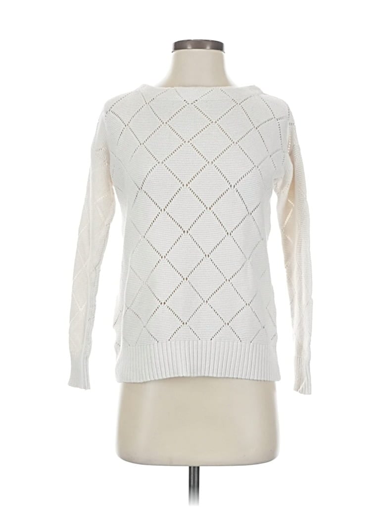 Pre-owned Ann Taylor Loft Pullover Sweater In White
