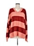 Peach Love 100% Acrylic Stripes Red Pullover Sweater Size M - photo 1