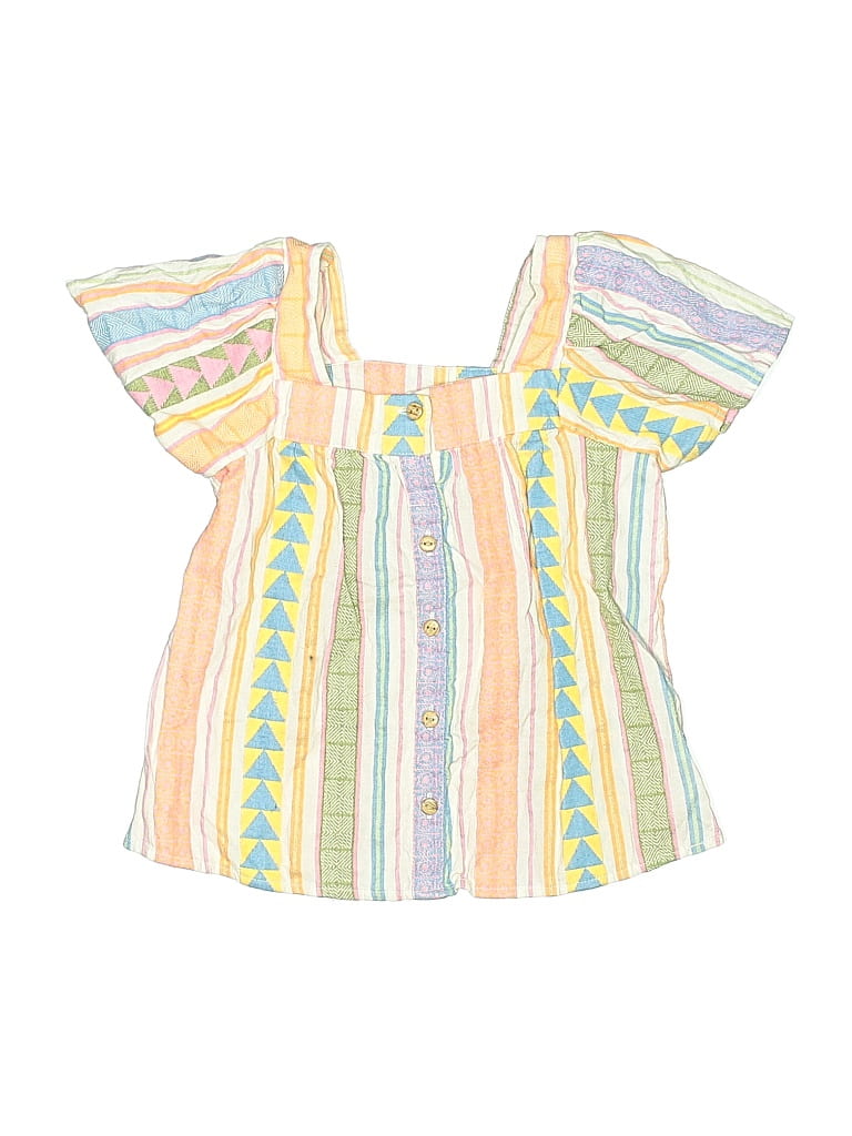 Pre-owned Crown & Ivy Kids' Short Sleeve Blouse In Yellow