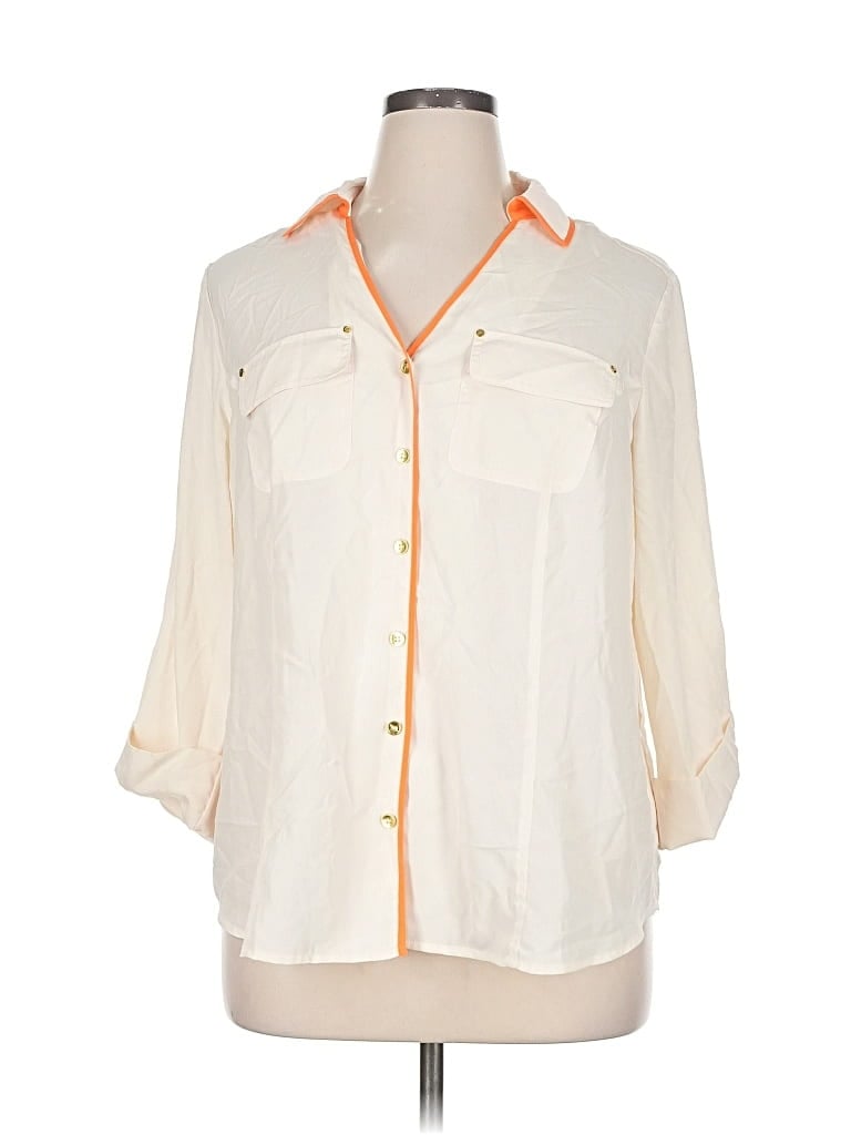 Pre-owned Jones New York Collection 3/4 Sleeve Blouse In White