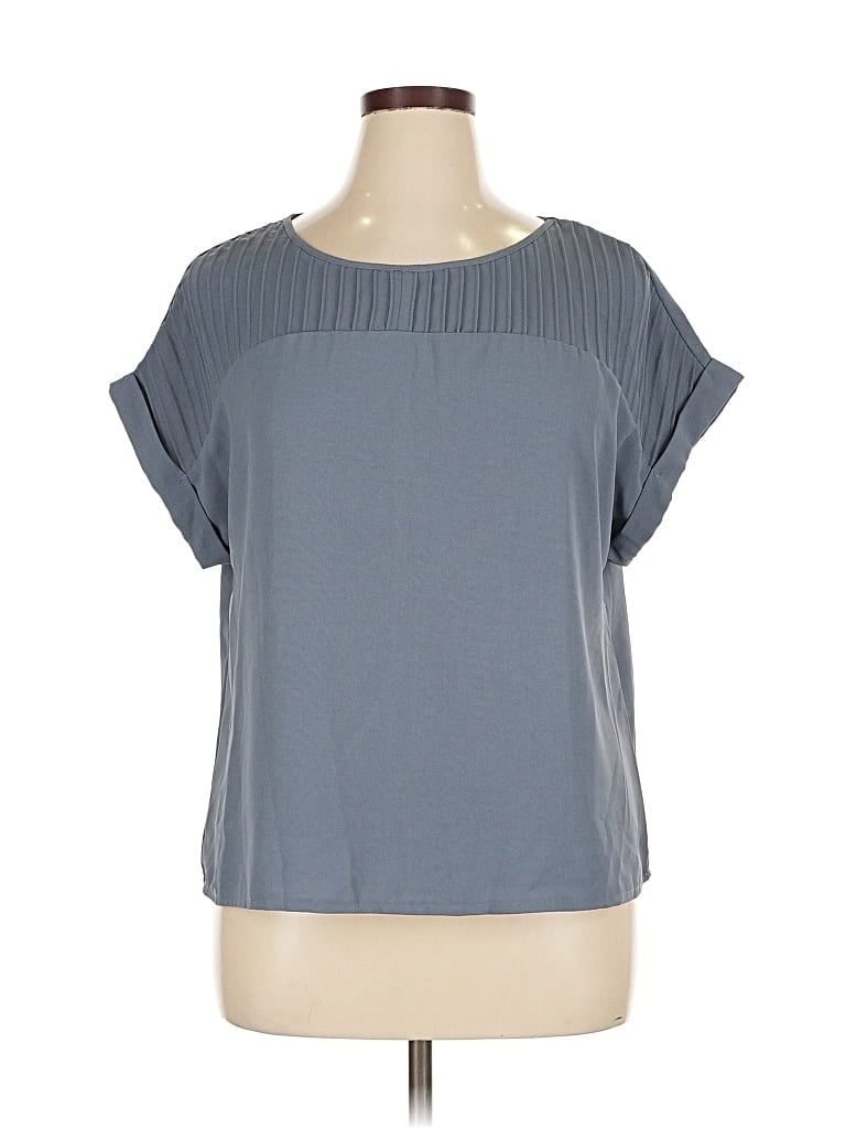 Pre-owned Shein Curve Short Sleeve Top Gray Boatneck Tops