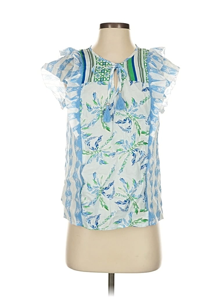 Pre-owned Tribal Jeans Short Sleeve Blouse In Blue