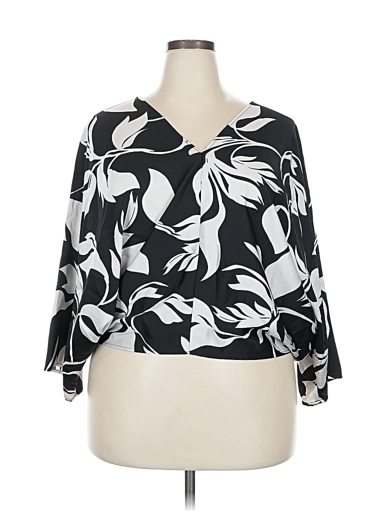 Pre-owned Nine West 3/4 Sleeve Blouse In Black