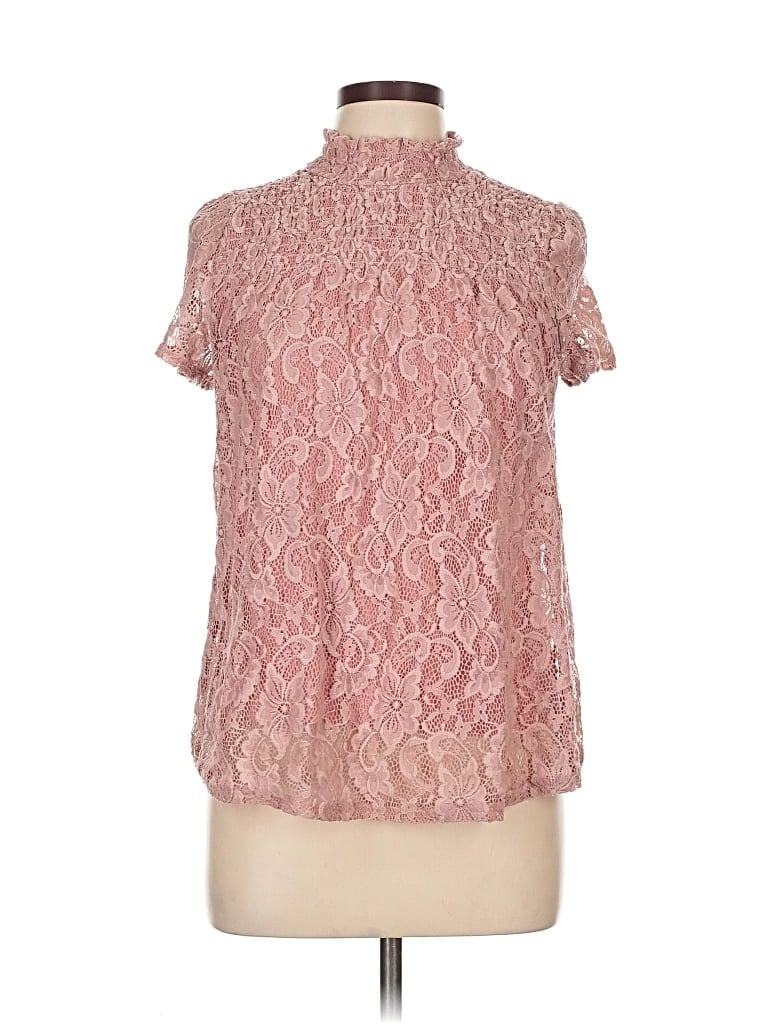 CABLE & GAUGE Pre-owned Short Sleeve Blouse In Pink