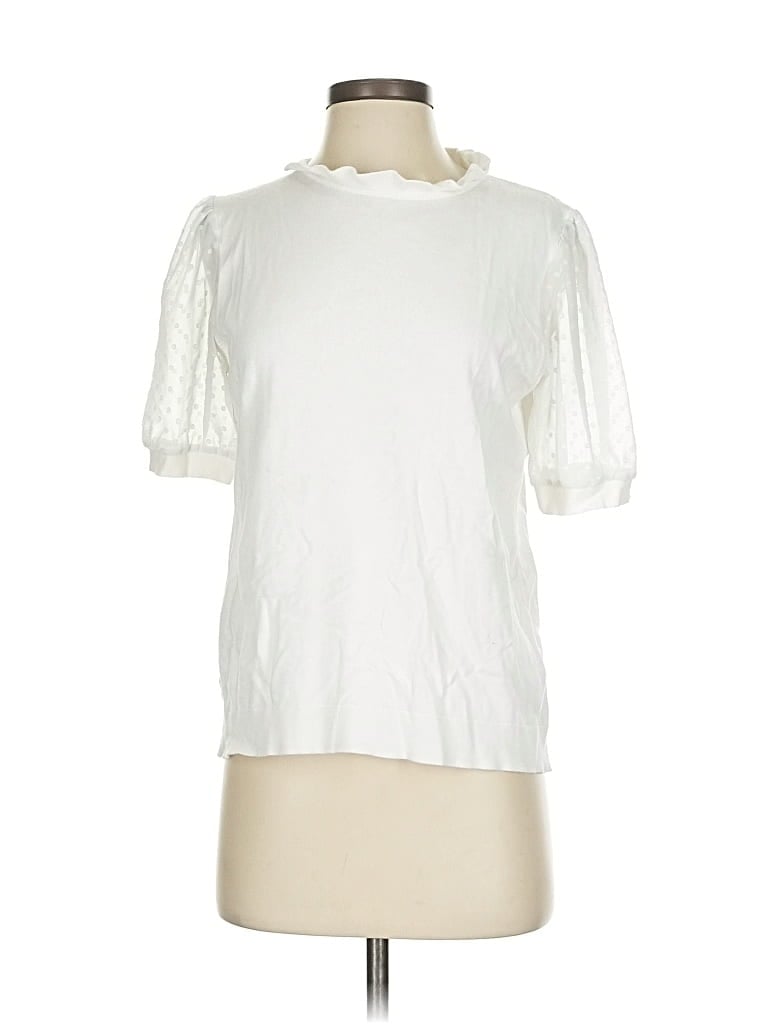 Pre-owned Adrianna Papell Short Sleeve Blouse In White