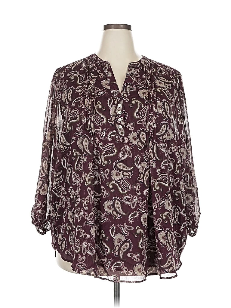 Pre-owned Tommy Hilfiger 3/4 Sleeve Blouse In Burgundy