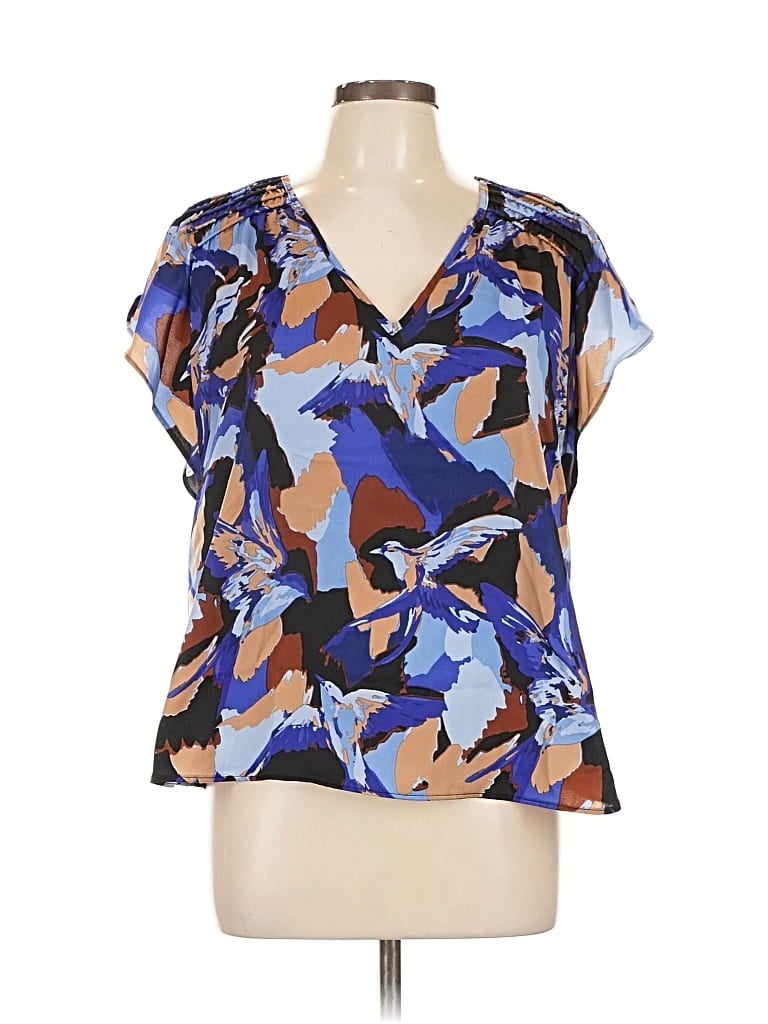 Pre-owned Nine West Short Sleeve Blouse In Blue
