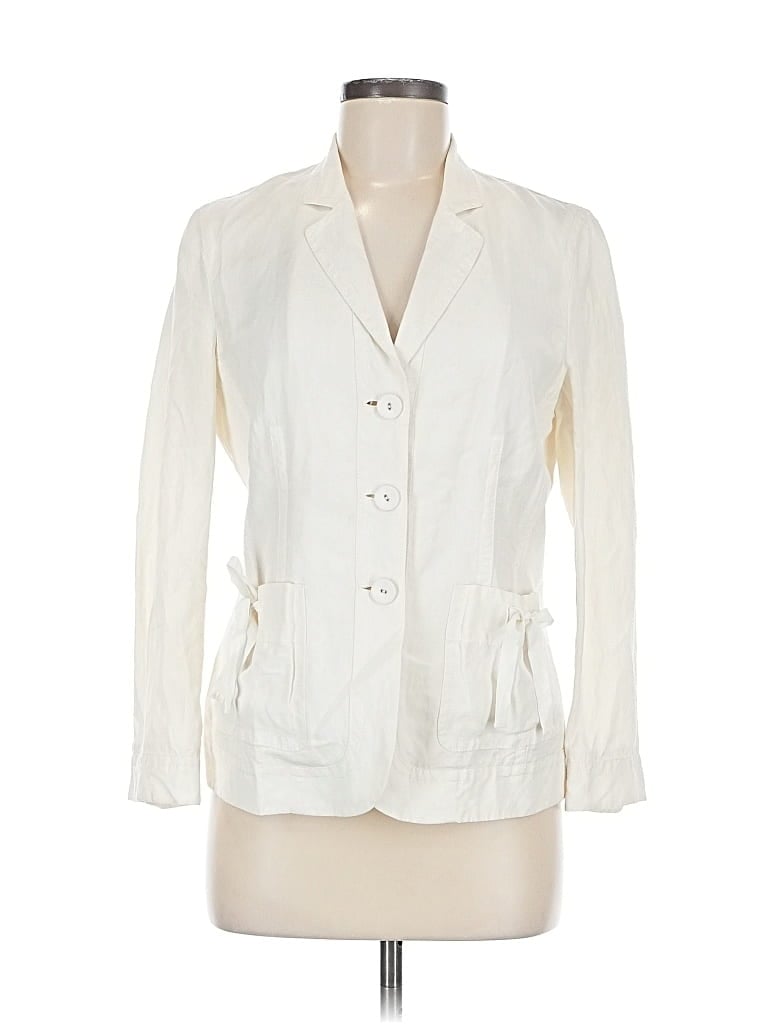 Pre-owned Puredkny Silk Blazer Jacket In White
