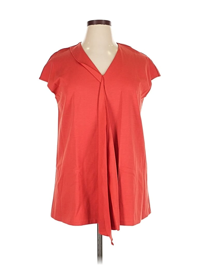 Pre-owned Lafayette 148 Short Sleeve Blouse In Red