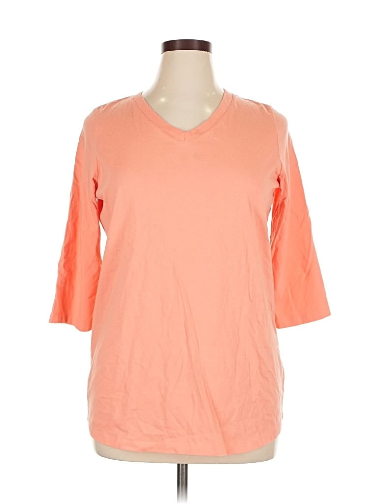 WOMAN WITHIN Pre-owned 3/4 Sleeve T-shirt In Orange
