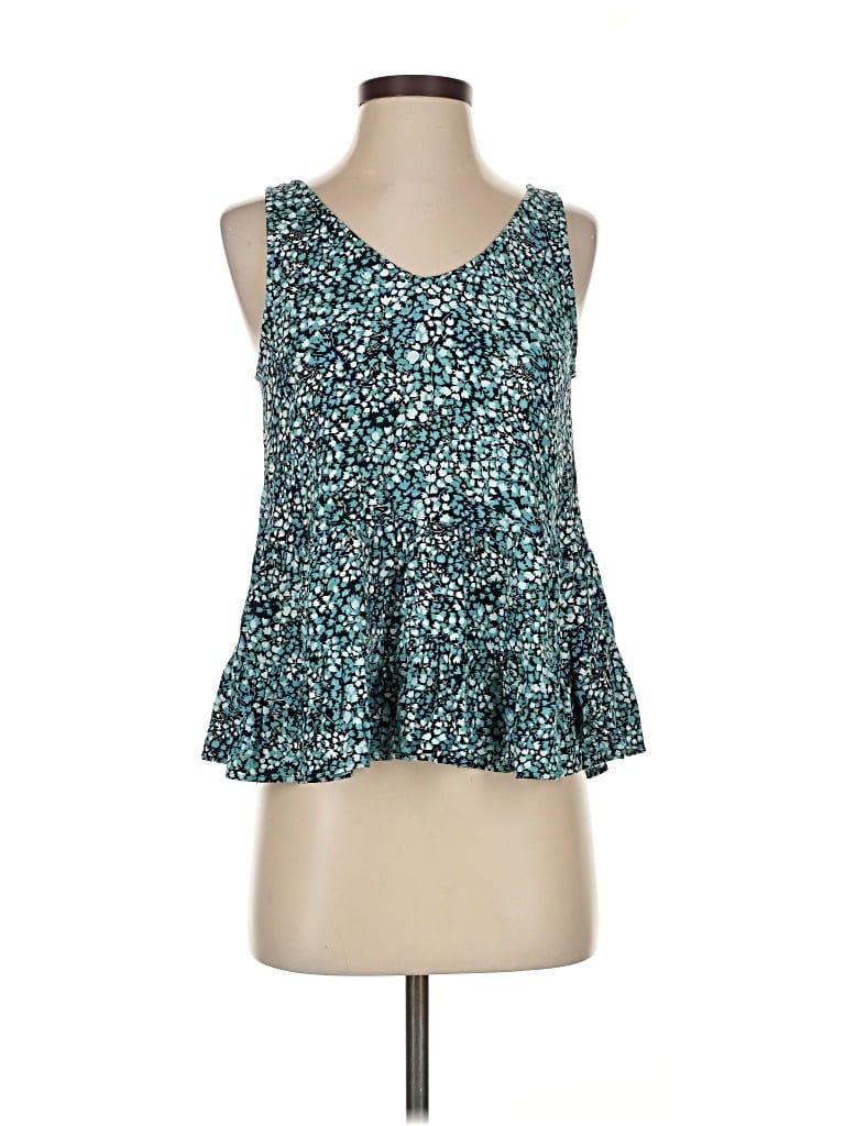 Pre-owned Ann Taylor Loft Sleeveless Top Teal Sweetheart Neckline Tops In Blue