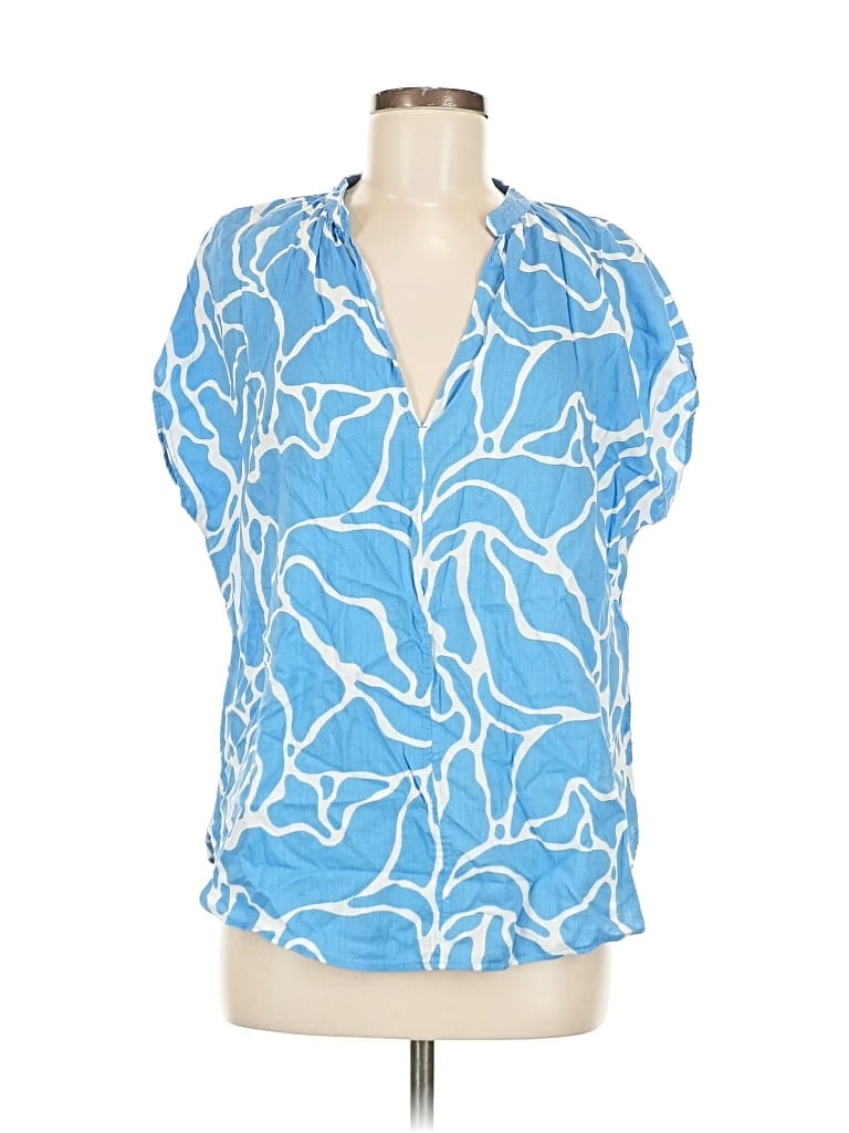 Pre-owned H&m Short Sleeve Blouse In Blue