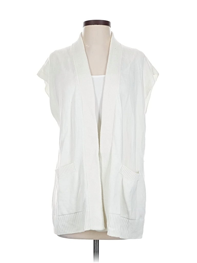 Pre-owned Banana Republic Factory Store Cardigan Sweater In White