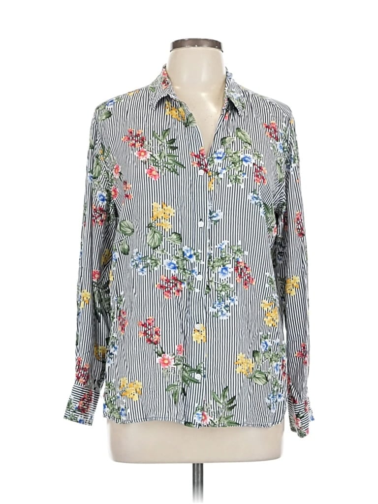 COMO VINTAGE Pre-owned Long Sleeve Blouse In Gray