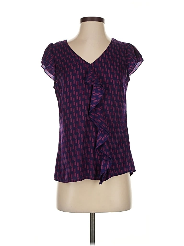 Pre-owned Banana Republic Factory Store Short Sleeve Blouse In Purple