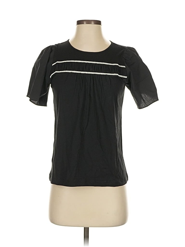 Pre-owned Ann Taylor Loft Short Sleeve Top Black Crew Neck Tops