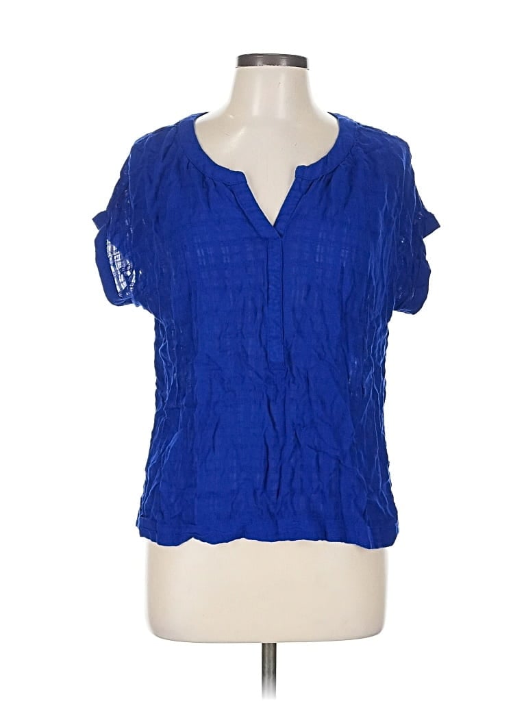 Pre-owned A.n.a. A New Approach Short Sleeve Blouse In Blue
