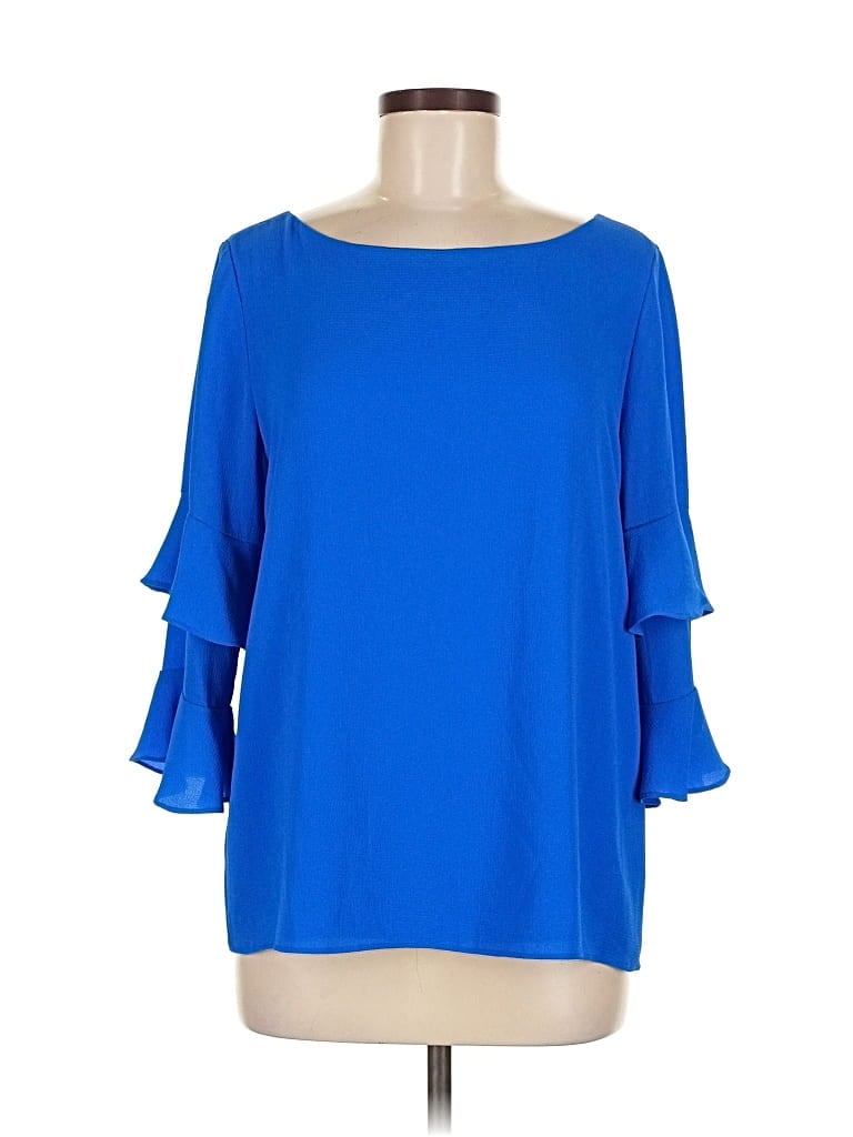 Pre-owned Calvin Klein 3/4 Sleeve Blouse In Blue