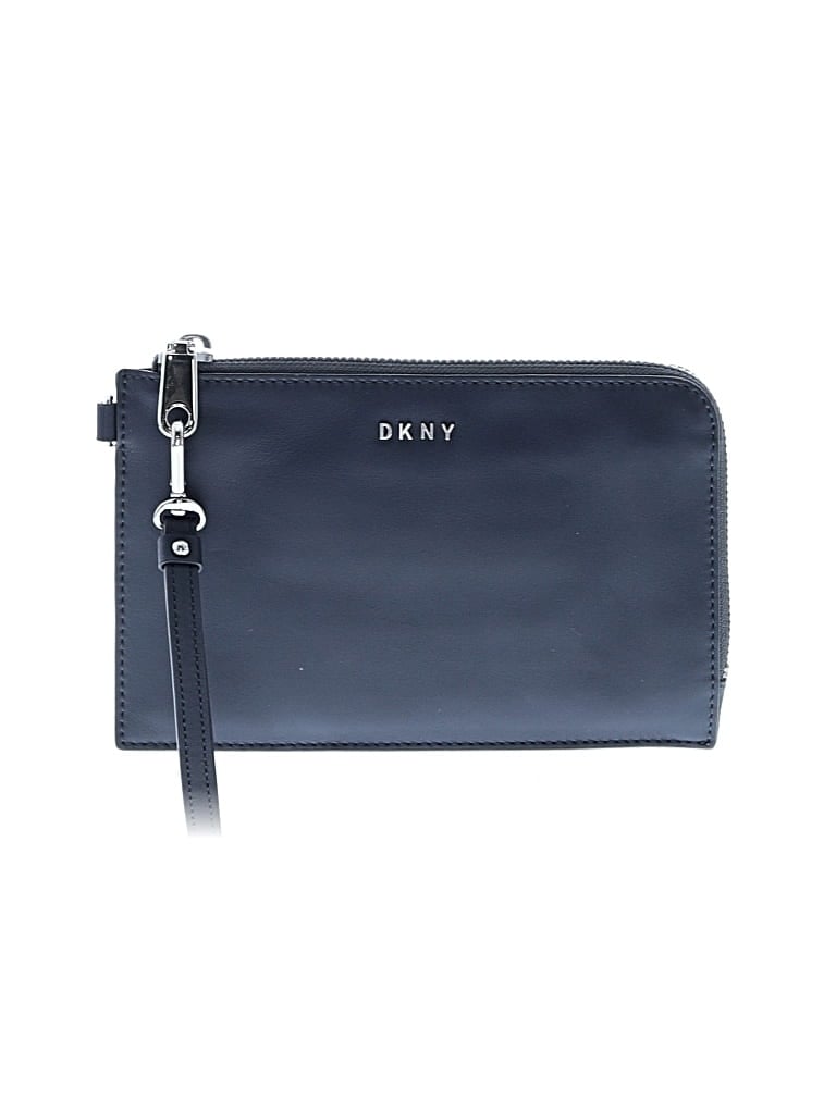 Pre-owned Dkny Leather Wristlet In Blue