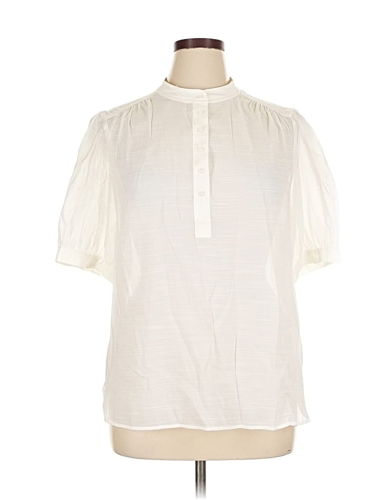 Pre-owned Banana Republic Factory Store Short Sleeve Blouse In White