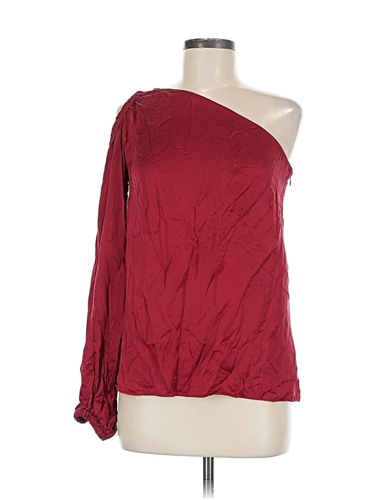 Pre-owned Elizabeth And James Long Sleeve Blouse In Burgundy