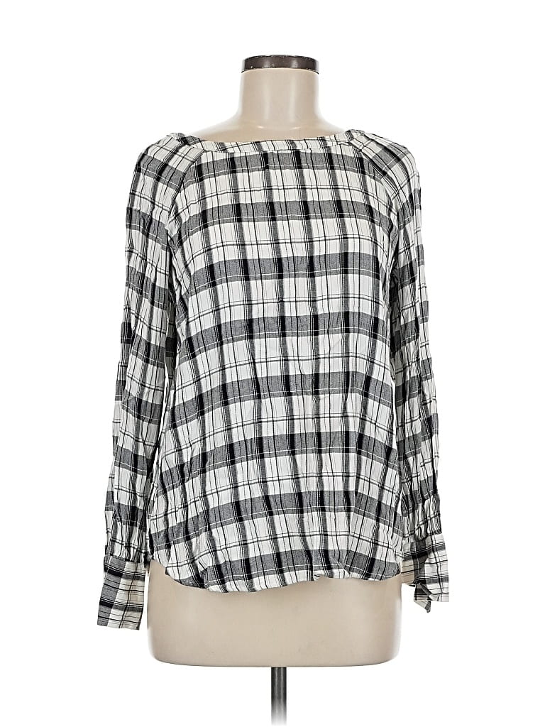 Pre-owned Ann Taylor Loft Long Sleeve Blouse In Silver