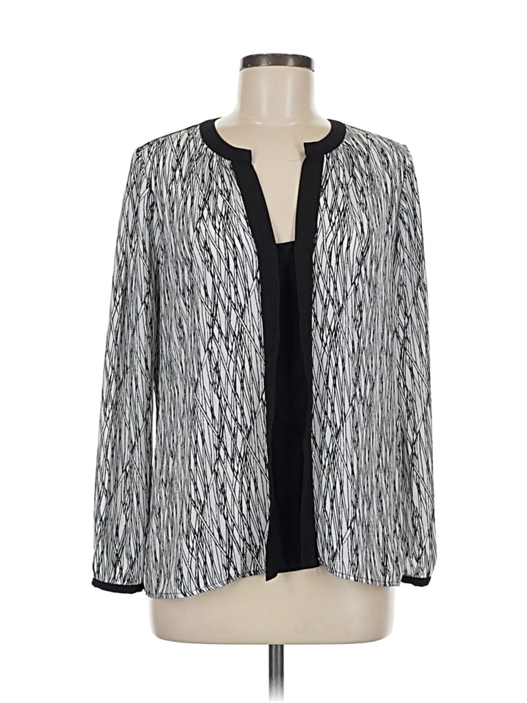 Pre-owned Vince Camuto Long Sleeve Top Silver Tops