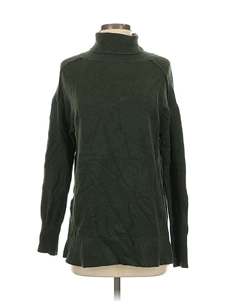 Pre-owned Evereve Turtleneck Sweater In Green